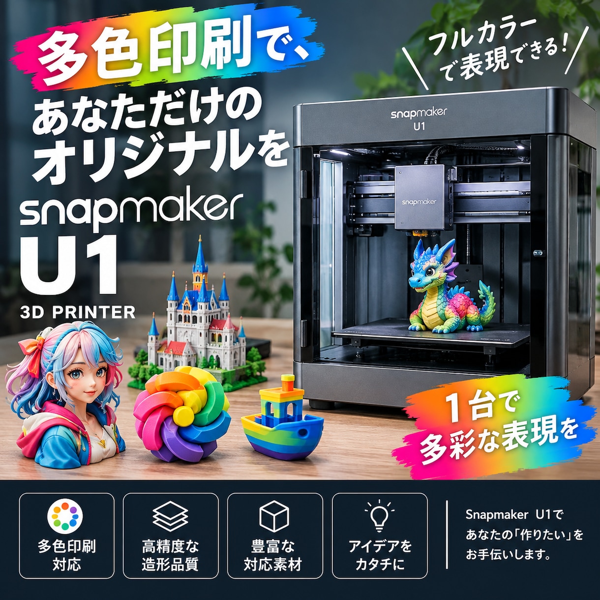 お持ち込みの3Dモデルをカラフルに印刷します 料金は素材・サイズ・形状を確認して個別にお見積もりします。 イメージ1