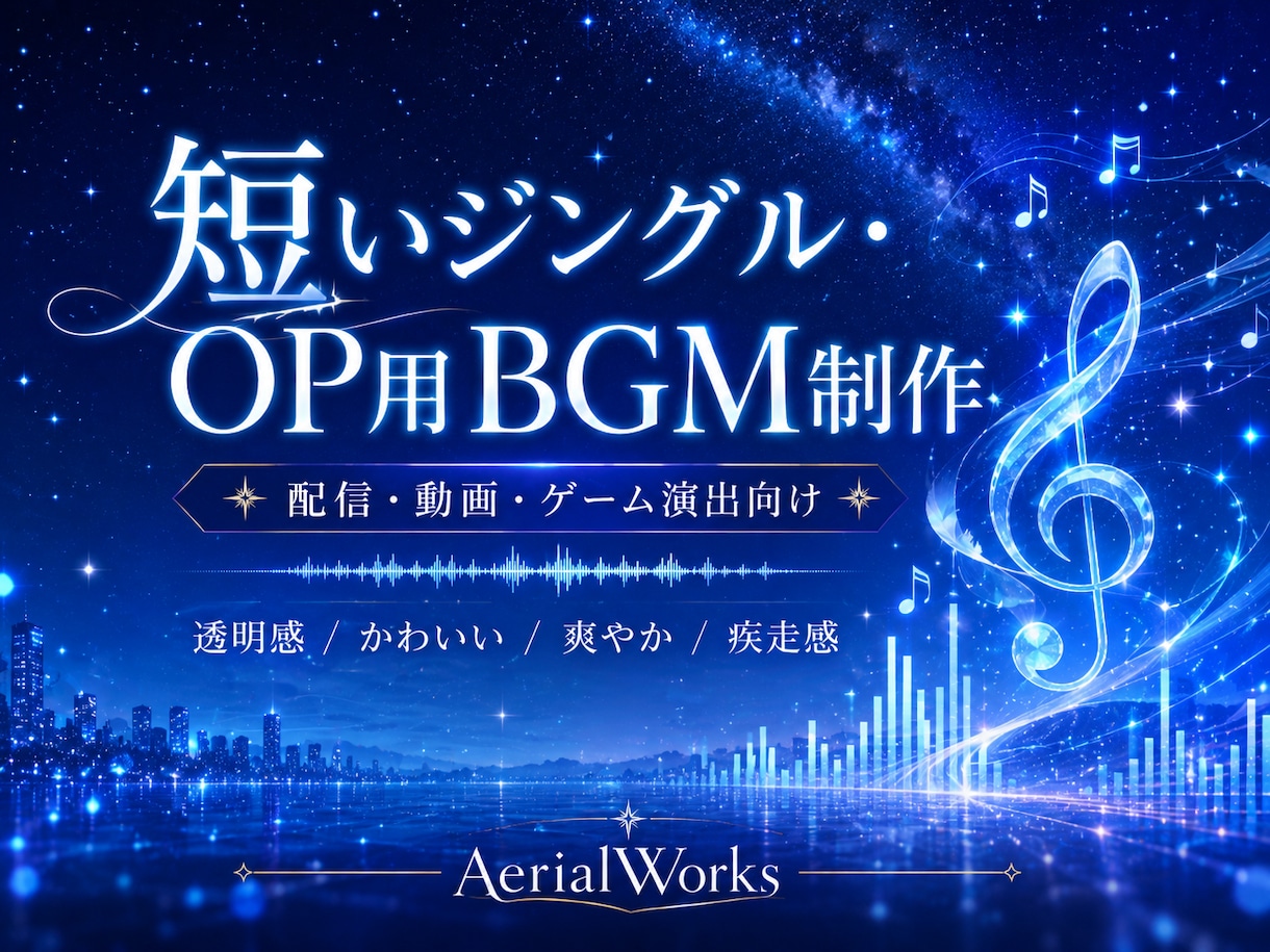 短いジングル・OP用BGMを制作します 配信・動画・ゲーム演出向けに対応！ イメージ1