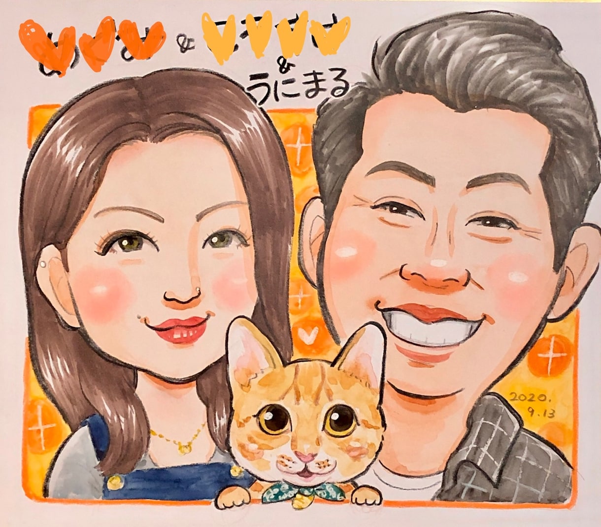 カップル似顔絵♪お2人の記念日のお手伝いをします ◆送料無料でプレゼントに最適♪ウェルカムボードにも◆ イメージ4