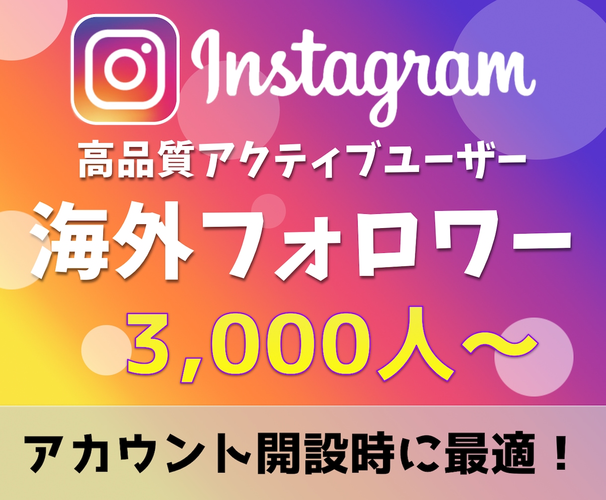 インスタ海外フォロワーを3,000人〜増やします ブランディングや集客強化の土台づくりに最適 イメージ1