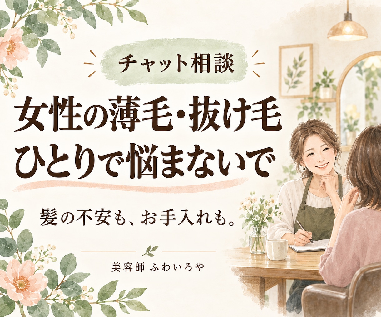 女性の薄毛・抜け毛の不安を美容師がお聞きします 毎日のケアと不安を整理｜回答3回・まとめ付き イメージ1