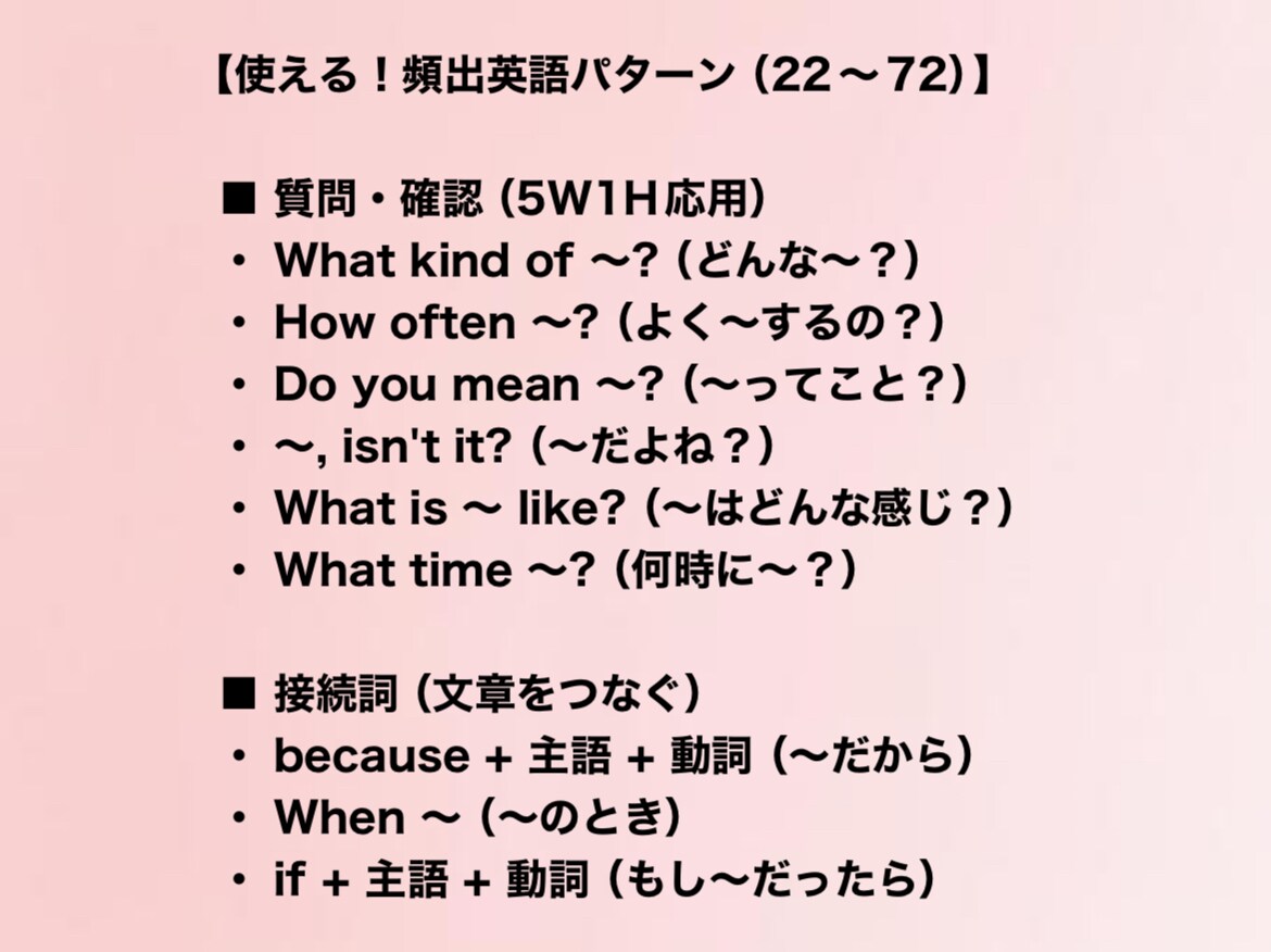 体験版⚫︎無限に応用できる英会話フレーズトレします 初心者向け✳︎72パターンでこんなに英語が話せる！ イメージ8