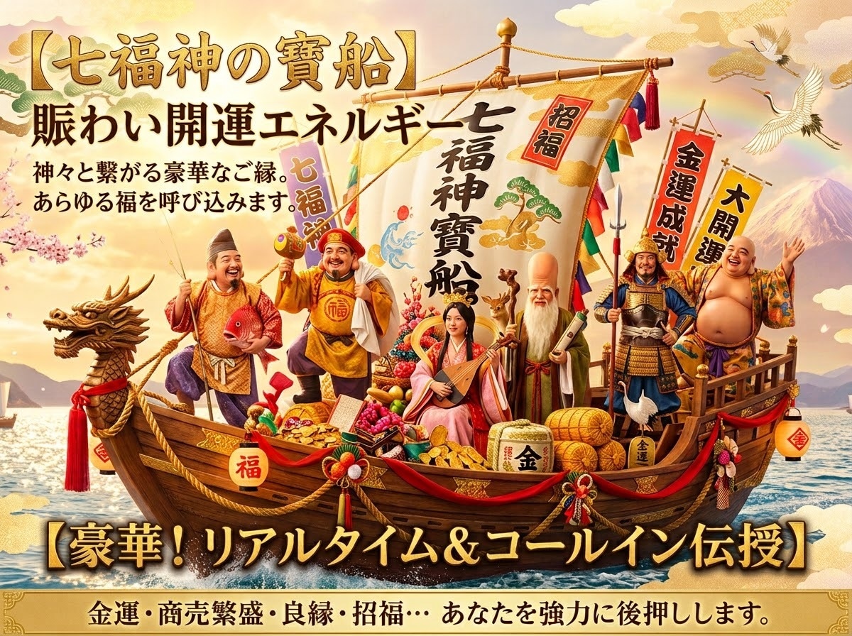 七福神と繋がる宝船エネルギー★強力な開運伝授します ​福をもたらす神々の御加護★豊かな循環と最高の幸運を授けます イメージ1