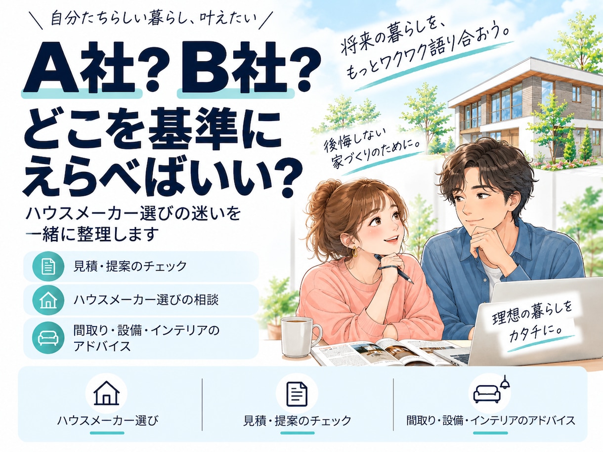 ハウスメーカー選びの迷いを整理します 元大手HM営業×他社での施主経験｜買う側の判断軸を整理 イメージ1