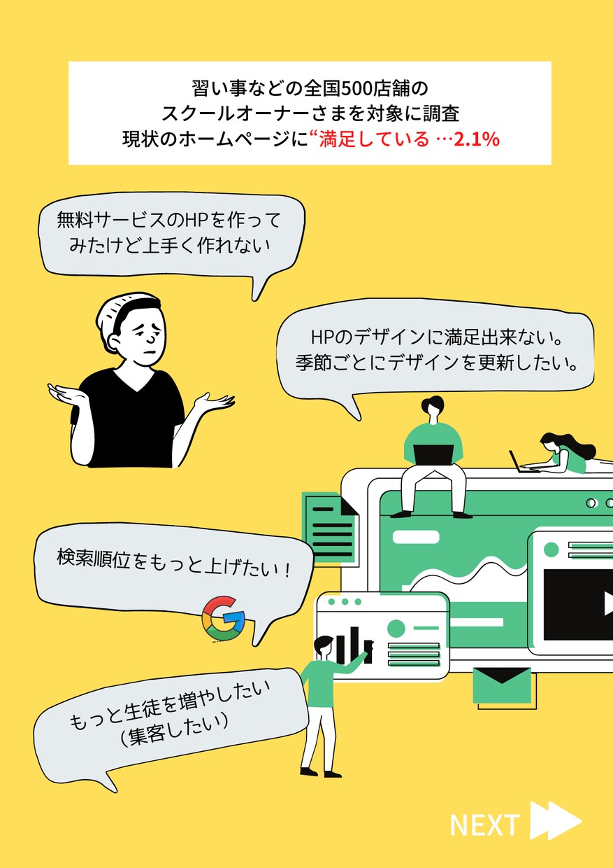 集客力のある習い事に特化したホームページを作ります 習い事・教室経営の多くのオーナーさまへご紹介したHPです イメージ2