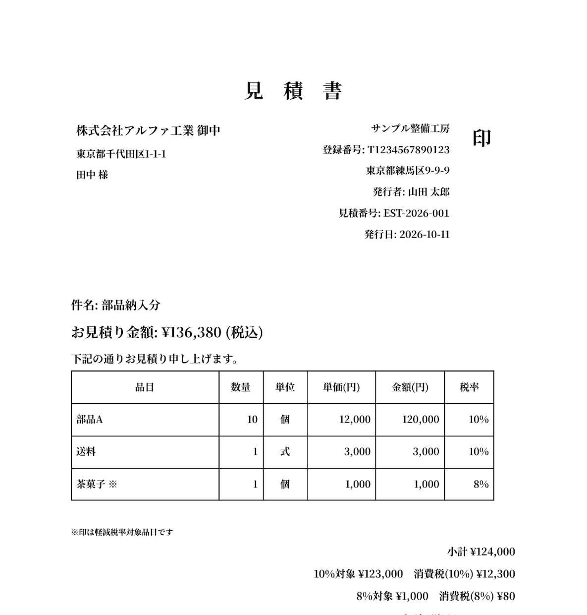 見積書・納品書をスプレッドシートからPDF化します 着手前に作る範囲を文書で合意・動作証拠つき イメージ1