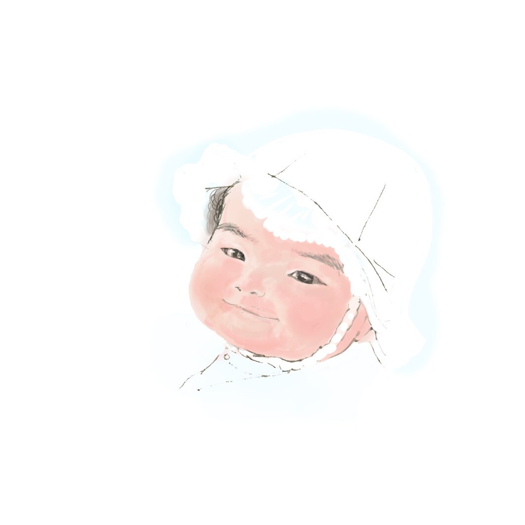 ふんわりかわいい【赤ちゃん似顔絵】を描きます 写真をもとに、記念日や成長記録用のイラストをお描きましす。 イメージ1