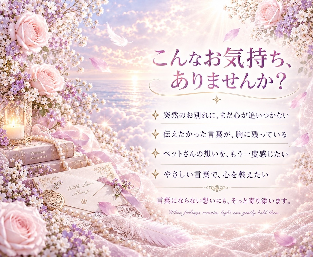 亡くなった方からあなたへの想いを手紙でお伝えします 大切なあの方の想いを、心に寄り添う言葉でお届けします イメージ3