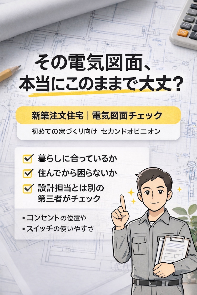 電気図面を後悔しないようチェックします 分からないまま決める前に、一度見てもらいませんか？ イメージ1