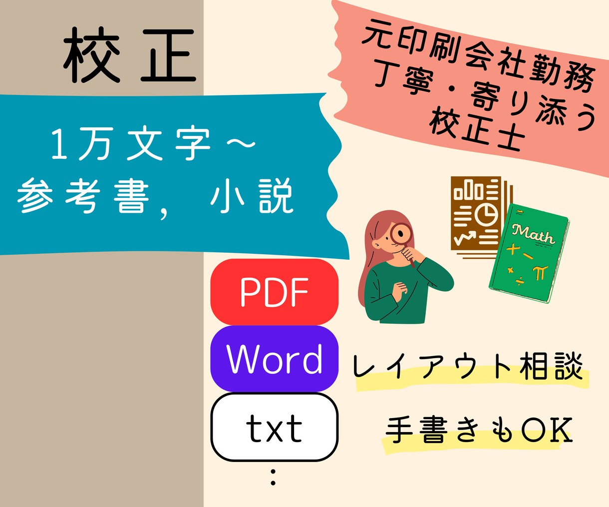 参考書・小説等、心を込めて校正します 元印刷会社勤務の校正士！　版面のご相談もぜひ^^ イメージ1
