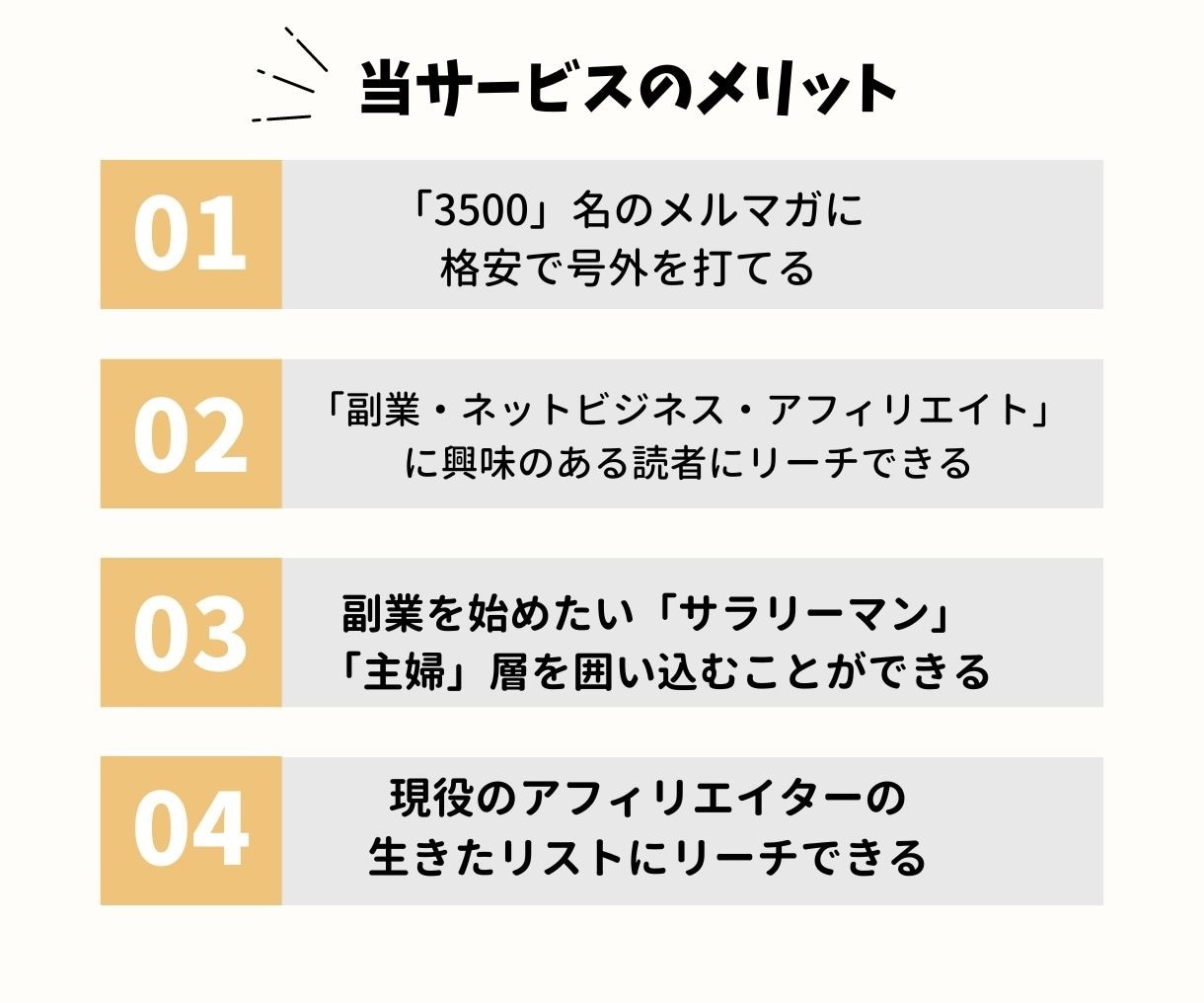 読者数3500名のメルマガに号外広告をお出しします アフィリエイト、副業に特化したメルマガ★メルマガ読者増に最適 イメージ2