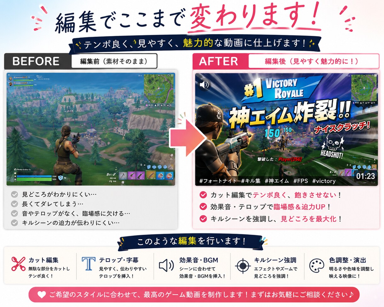 TikTok・YouTube動画を編集します 旅行動画・ゲーム動画を見やすく魅力的に編集します！ イメージ3