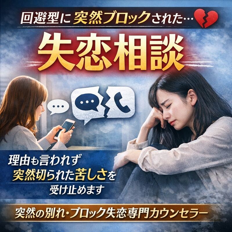 回避型に突然ブロックされた失恋の相談にのります 理由も言われず終わった恋の苦しさを受け止めます イメージ1