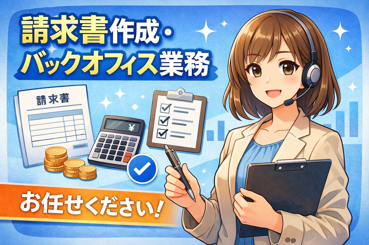 請求書作成・バックオフィス業務をサポートします オンライン秘書がバックオフィス業務をサポートします イメージ1