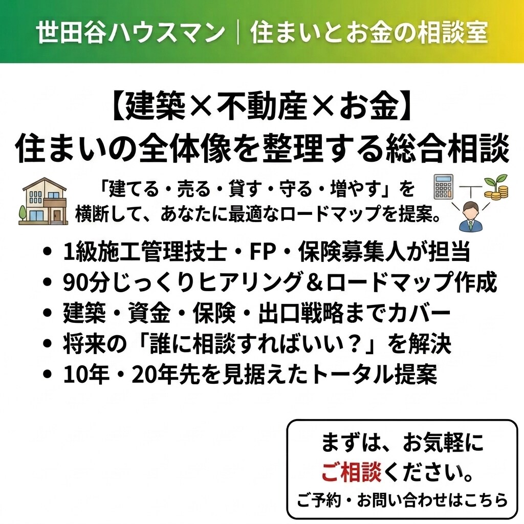 住まいとお金を総合的に相談乗ります 建築・不動産・家計をまとめて整理 イメージ1