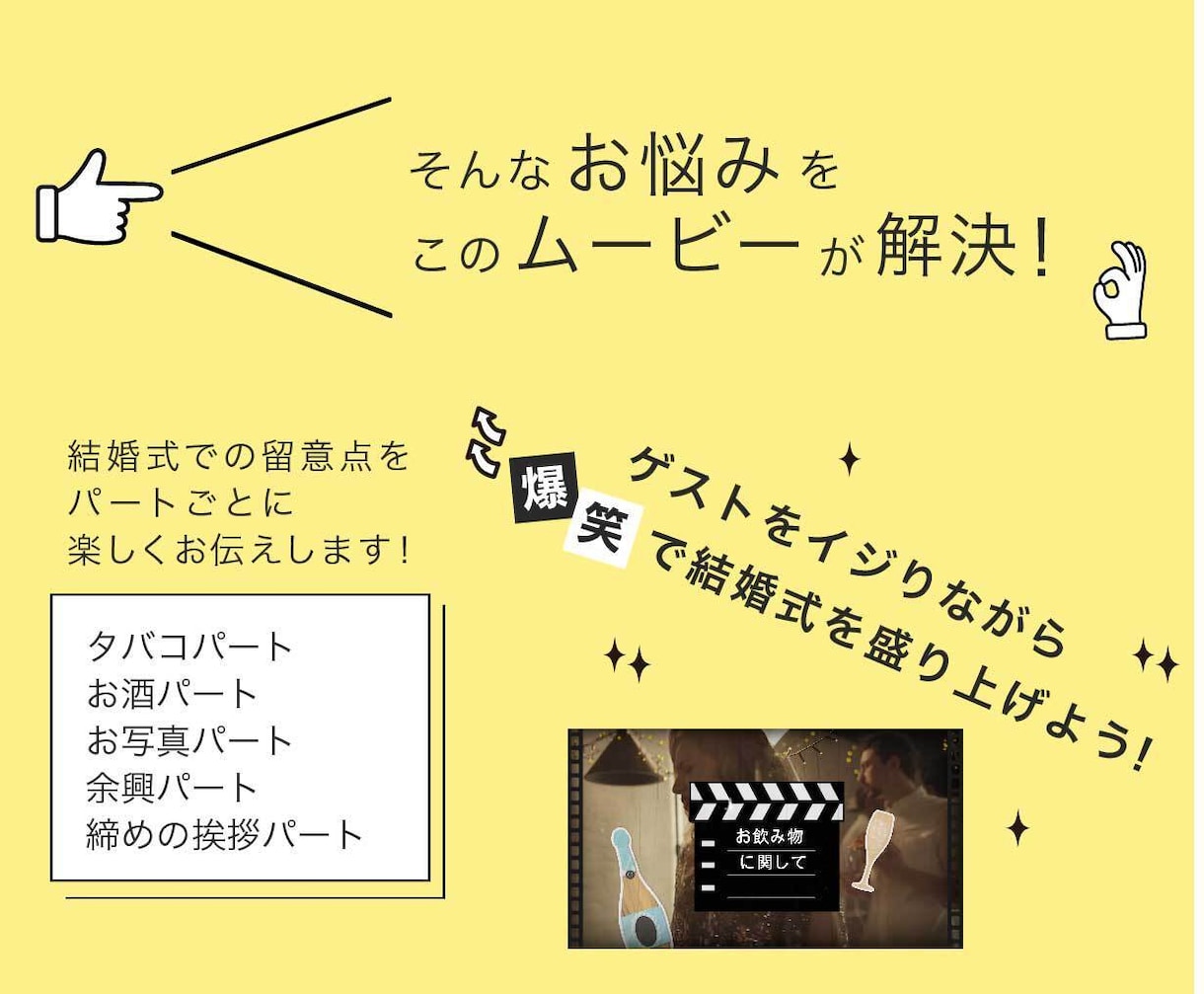 爆笑オープニング！！『開演前のお願い』制作します ゲストをイジって式場を爆笑の渦に！特別なナレーション入りです イメージ3