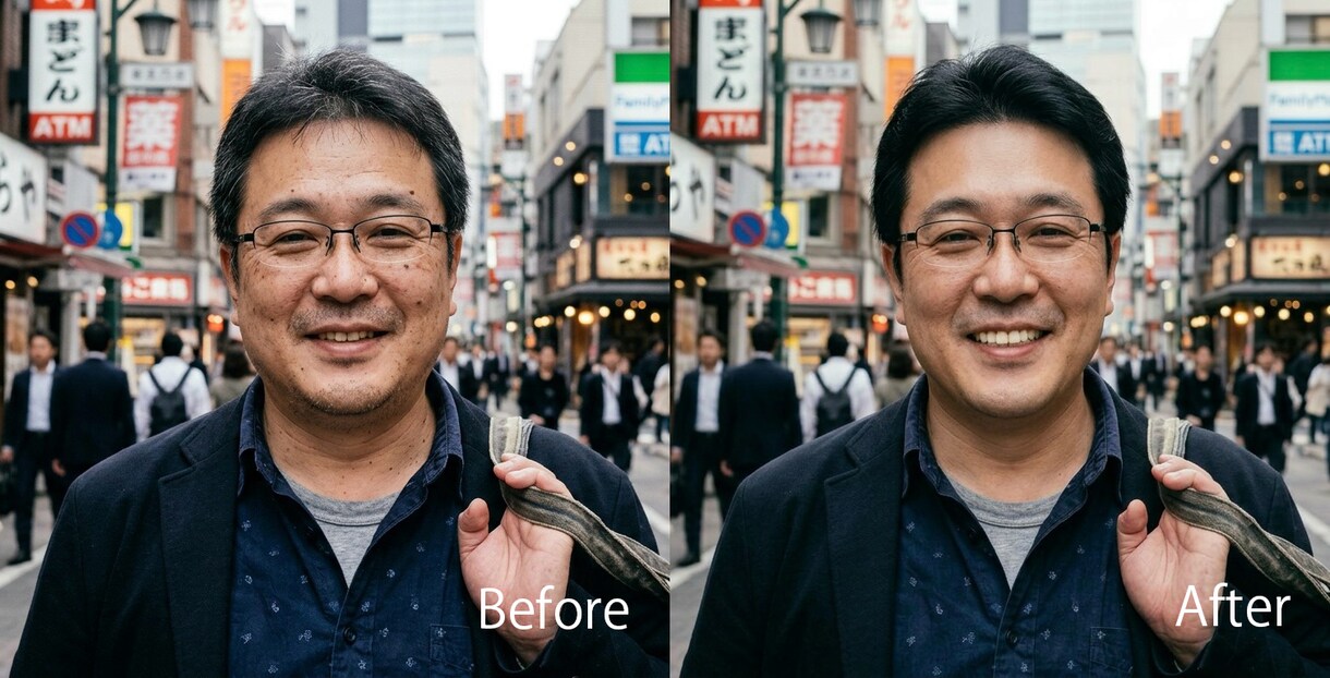 人物写真を自然にきれいにレタッチします 1枚から最短即日対応！丁寧仕上げにこだわります イメージ2