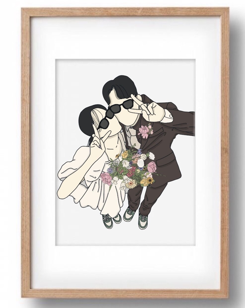 素敵な思い出をシンプルイラストにします 《ウェルカムボードにおすすめ》似顔絵イラスト　結婚式/家族 イメージ3