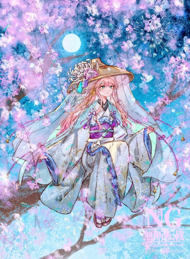 物語や世界観のある、一枚絵お描きします 和風で儚いイラストが得意です。商用利用ok イメージ2