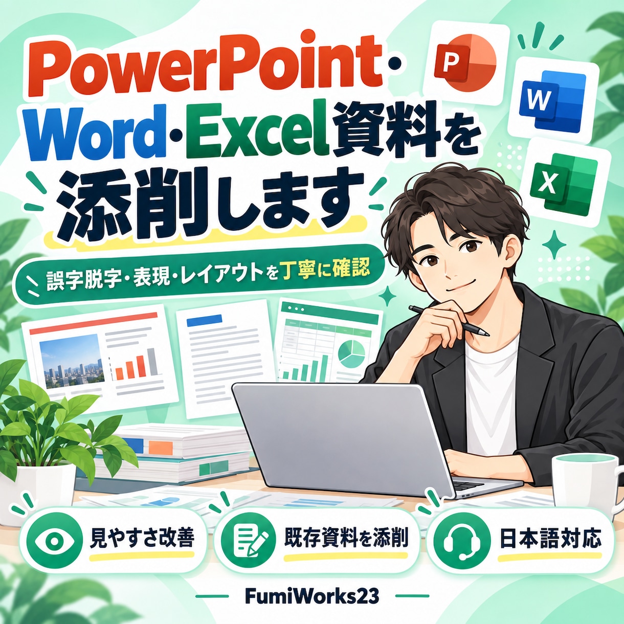 資料を見やすく整えます Word・Excel・PowerPoint資料を丁寧に添削 イメージ1