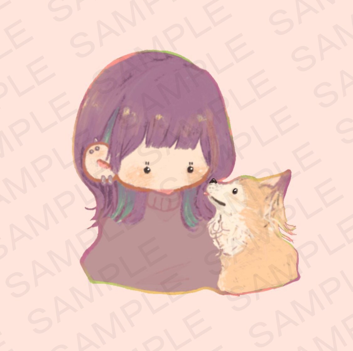 飼い主様とアニマルパートナー様のイラスト承ります アニマルパートナーと似顔絵描きます（デフォルメ） イメージ1