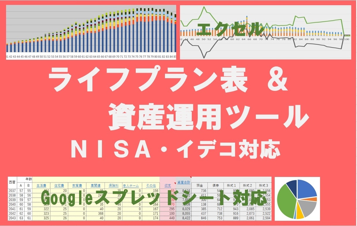 ライフプラン表＆資産運用ツールを提供します 簡単入力８つの口座で運用資産を管理しNISAやイデコにも対応 イメージ1