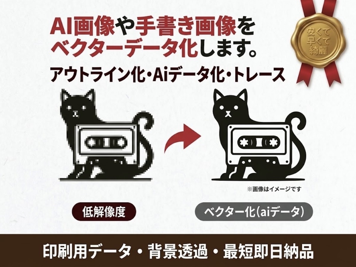 AI画像・Canva画像等をベクターデータ化します 手書きイラストもトレース・アウトライン化！高精度で納品します イメージ1