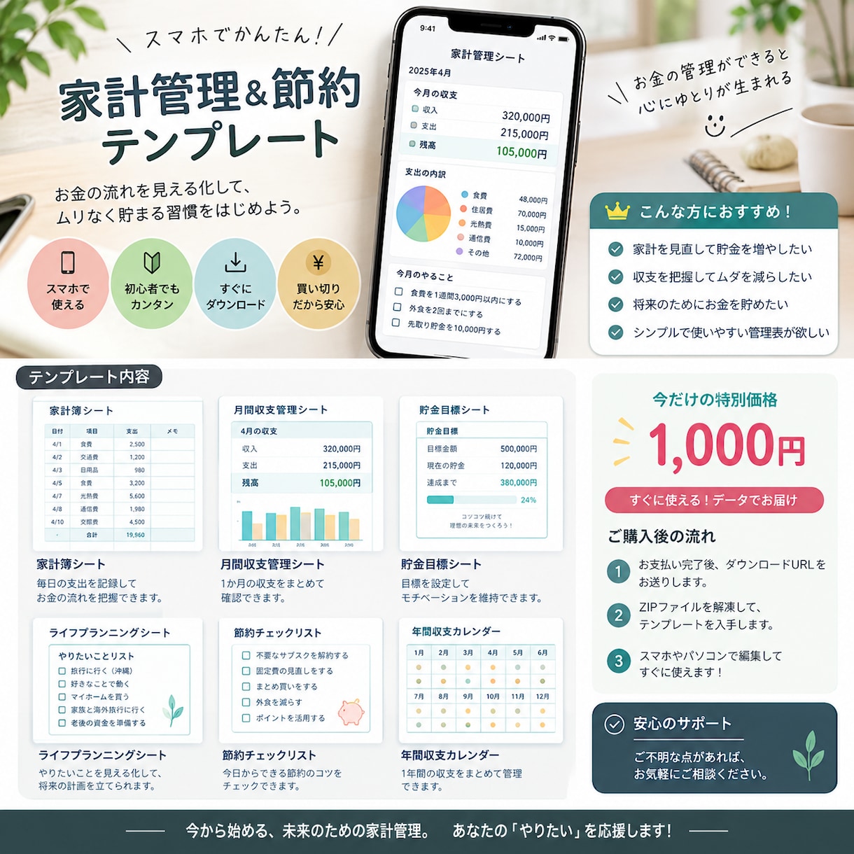 簡単スマホで家計簿生活管理ができます らくらく！スマホで簡単家計簿。 イメージ1