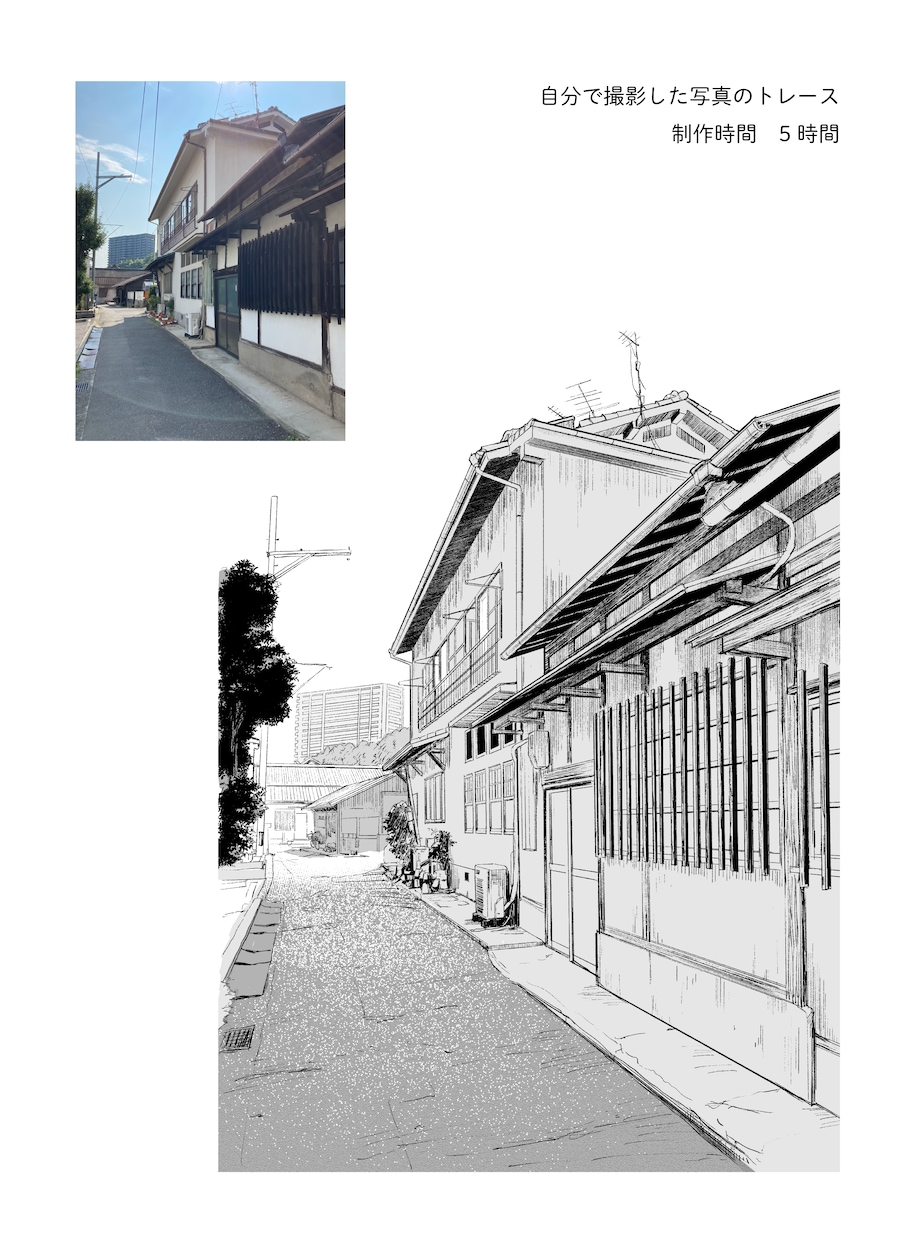 漫画背景のトレス・描き起こしをします 写真トレスから3D構成まで！面倒な背景作画を代行します イメージ7