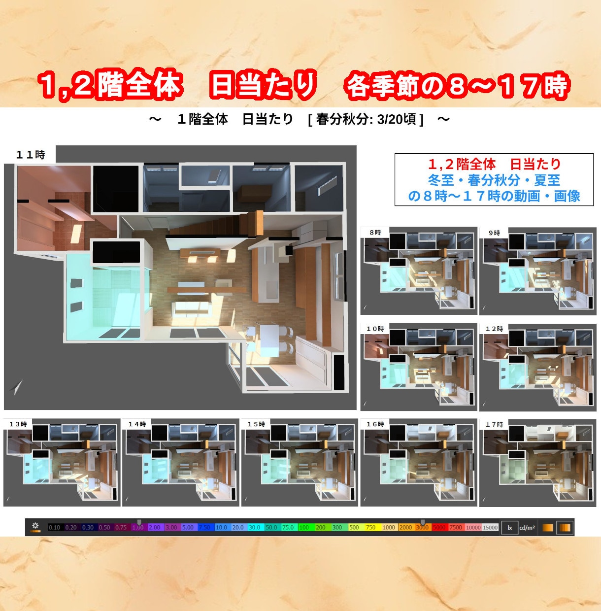 後悔しない計画プランの日当りシュミレーションします 周囲建物を考慮した心地良い日当り照度を検証改善アドバイス イメージ6