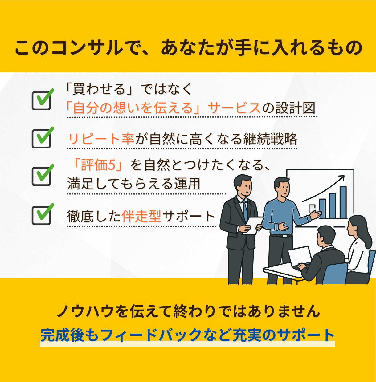 お客様に喜んでもらえるサービス作り、お手伝いします 徹底的にお客様目線で喜ばれるサービス内容を提案します イメージ5