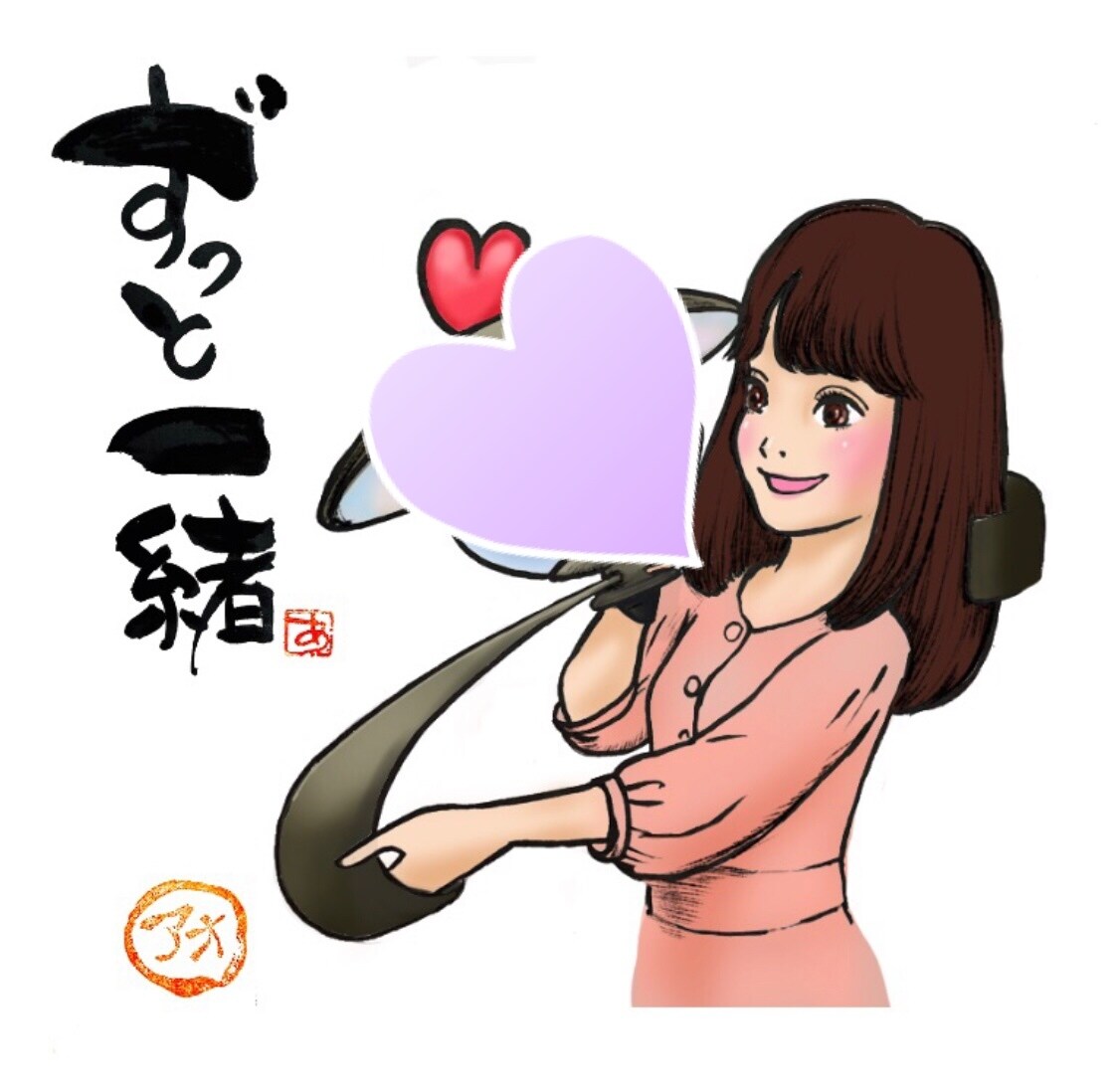 筆ペンで推しキャラとのツーショットアイコン描きます 好きなキャラとのツーショットの和のアイコンはいかがですか？ イメージ5