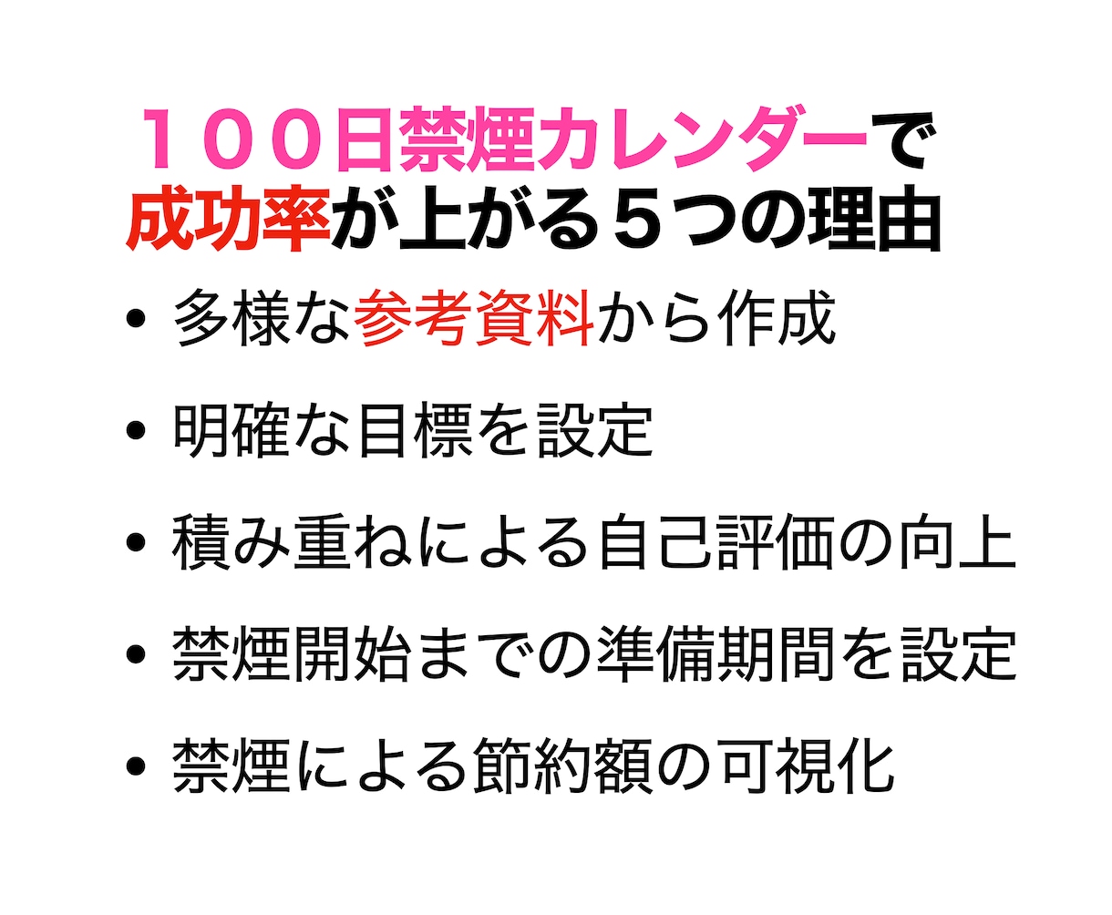 あなたの禁煙計画を支援します あなただけの100日禁煙カレンダーで禁煙成功の道へ！ イメージ2