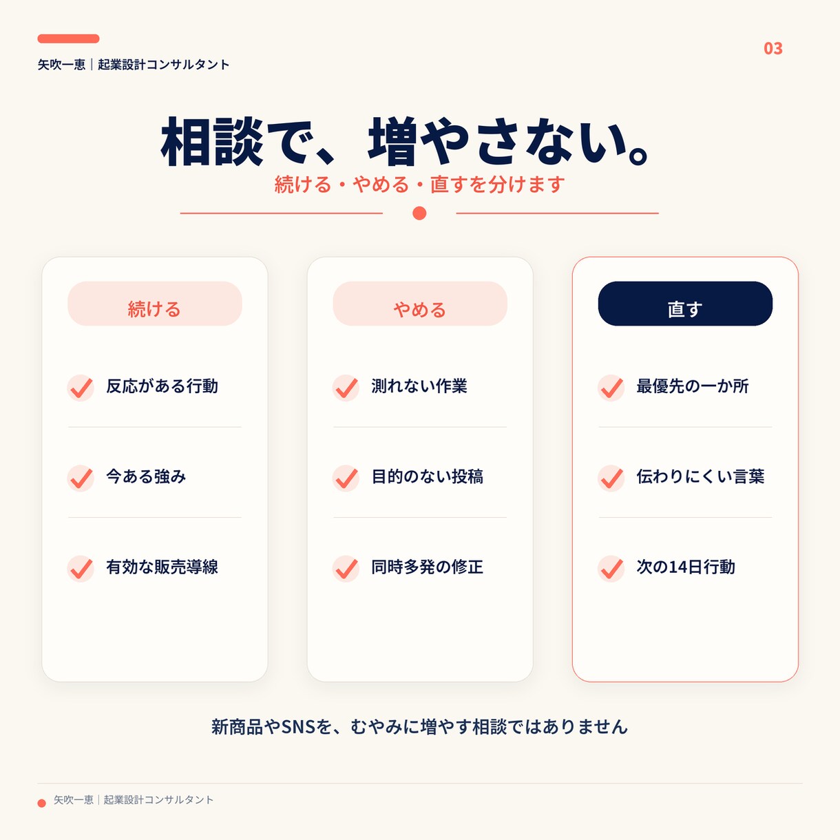売上停滞の原因仮説と次の一手を整理します 原因仮説と優先順位を整理し、14日の行動を1〜3個に絞る イメージ4