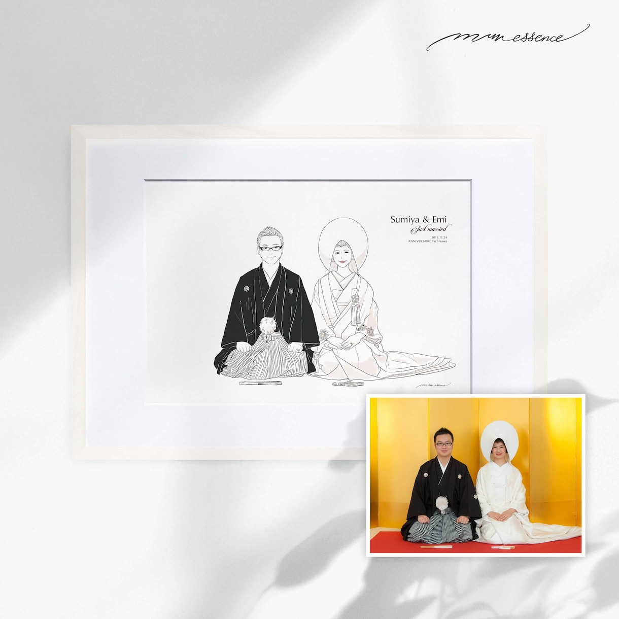前撮り︱結婚写真からオシャレな線画イラストにします ウェルカムボードや結婚式後も楽しめるシンプルな線画イラストを イメージ8
