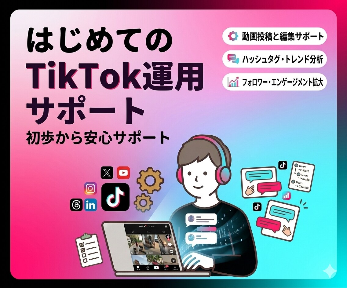 TikTok運用サポートを行います 投稿作成・運用改善・アカウント設計までサポート イメージ1