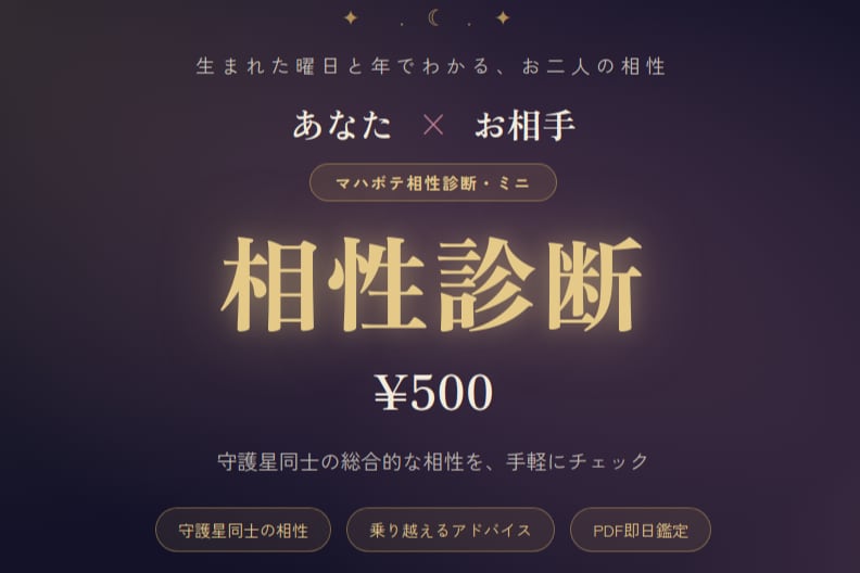 ミャンマー式占星術【マハボテ】で相性を鑑定します 【相性診断ミニ】　簡易的な相性診断と今後のアドバイス イメージ1