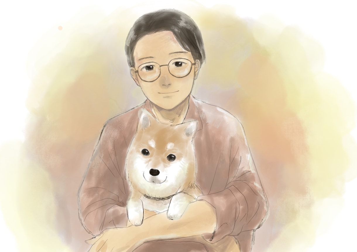 飼い主様とペットのイラストを制作します 飼い主様とペットのほんわかアートとメッセージ イメージ1