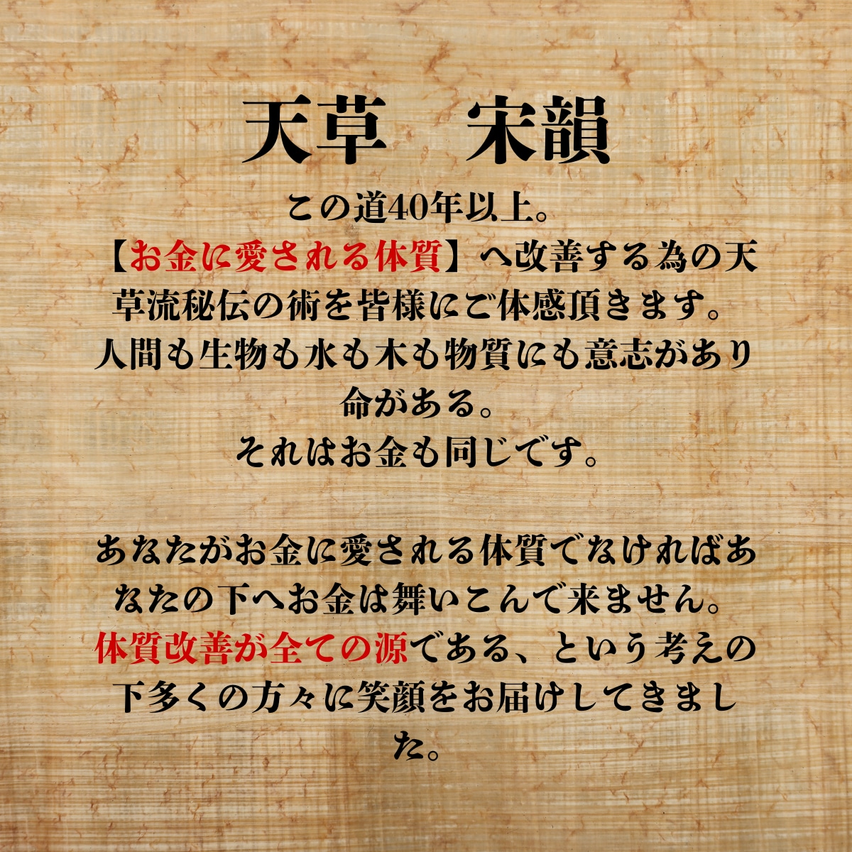 お金に愛される体質になれば人生の全てが変わります この道40年/【天草流秘伝術】により体質改善をフルサポート イメージ2