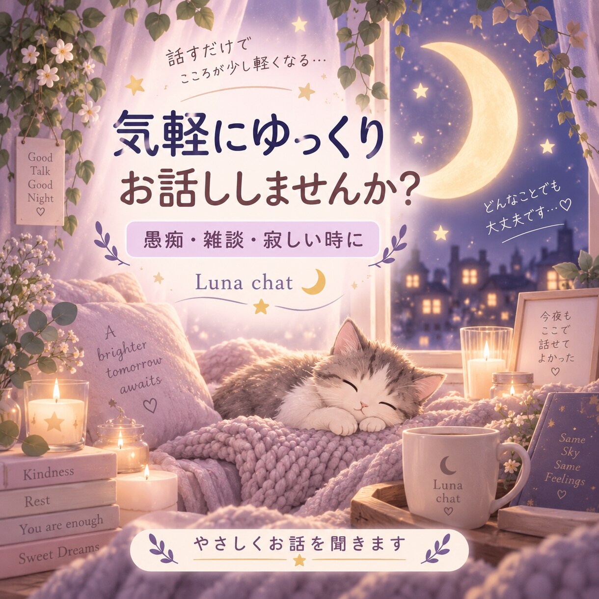 気軽にゆっくりお話聞きます 雑談・愚痴・寂しい時、気軽にお話しください イメージ1