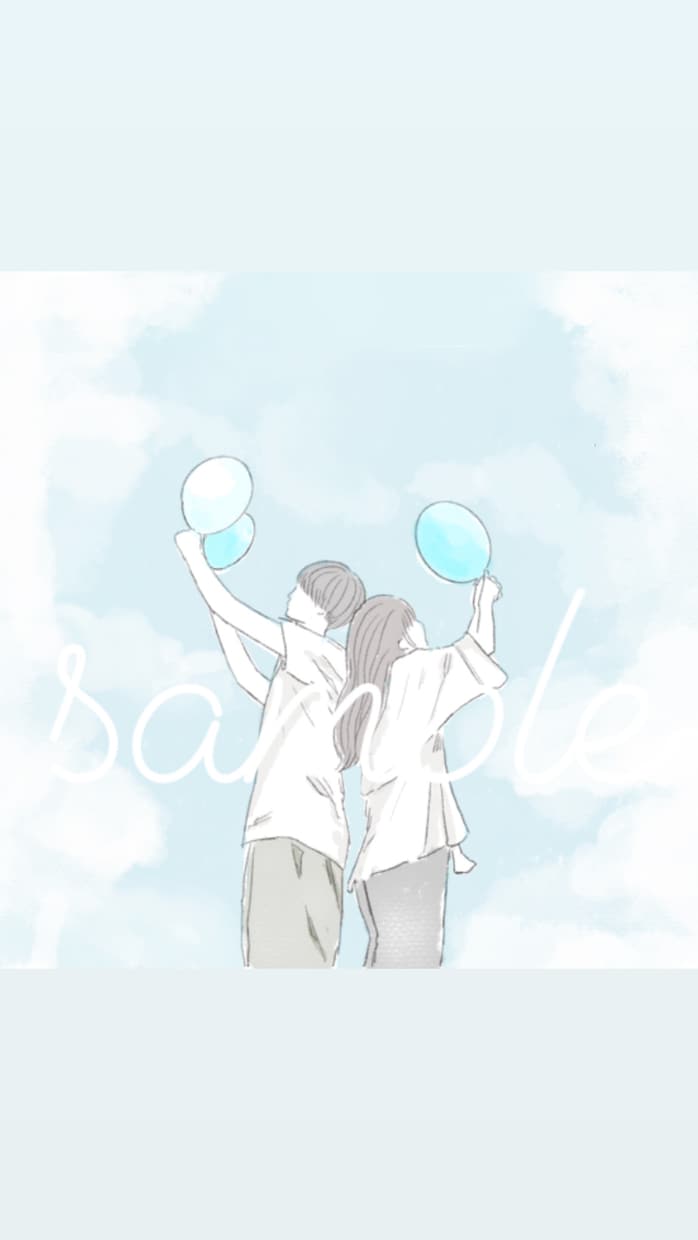 カップル/ウエディングイラストかきます 可愛くペアで使えるイラストです。あわくゆるく イメージ4