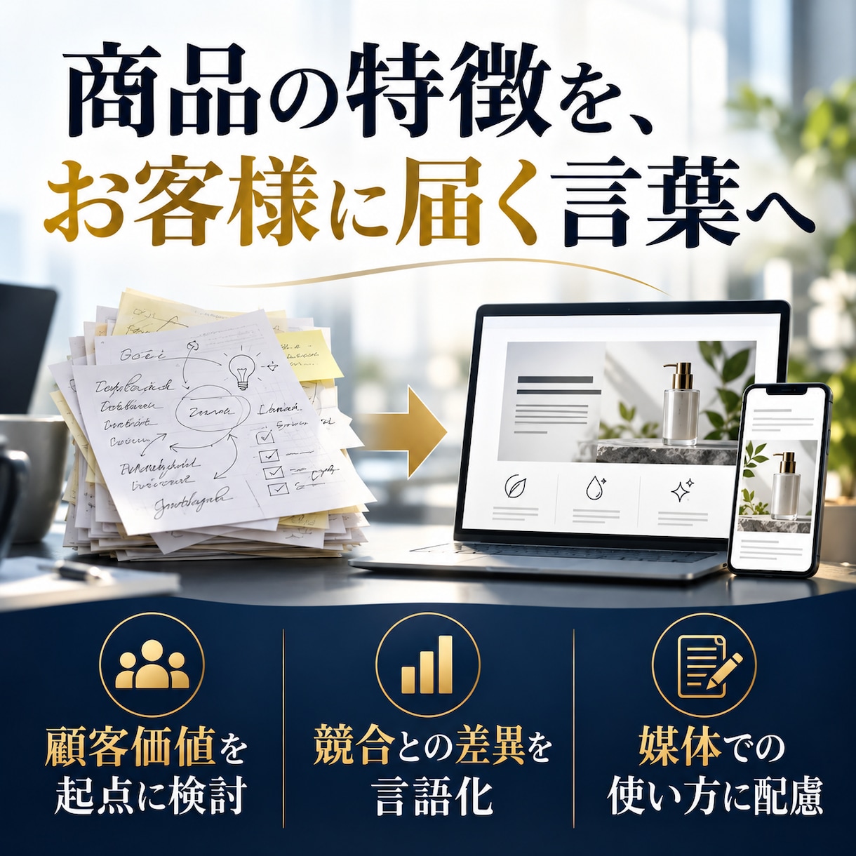 商品の訴求軸とキャッチコピーを設計します 商品の特徴を、お客様に届く言葉へ イメージ5