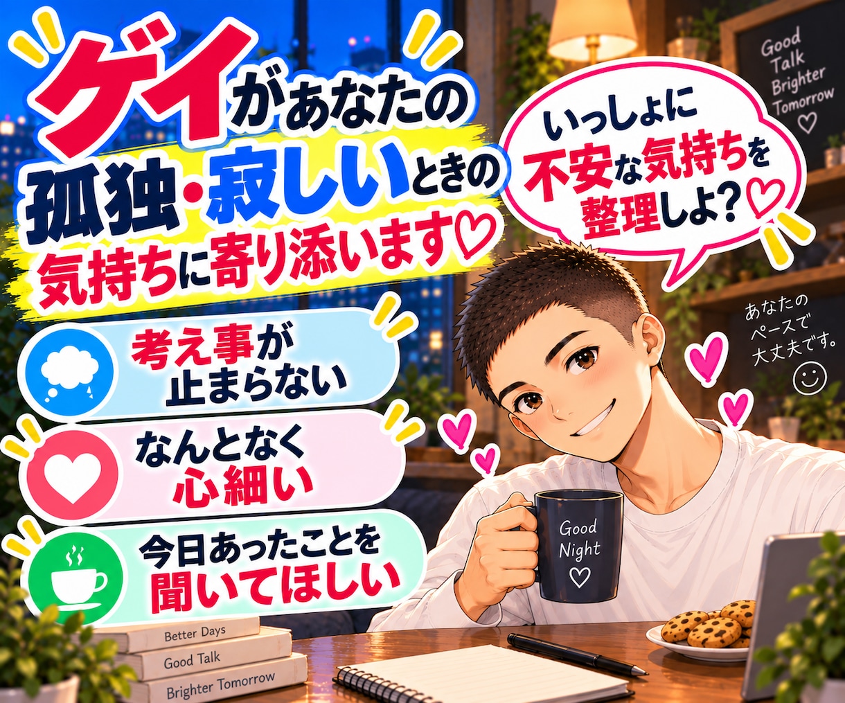 ゲイがあなたの孤独・寂しい時の気持ちに寄り添います 一緒に不安な気持ちを整理しよ？ イメージ1