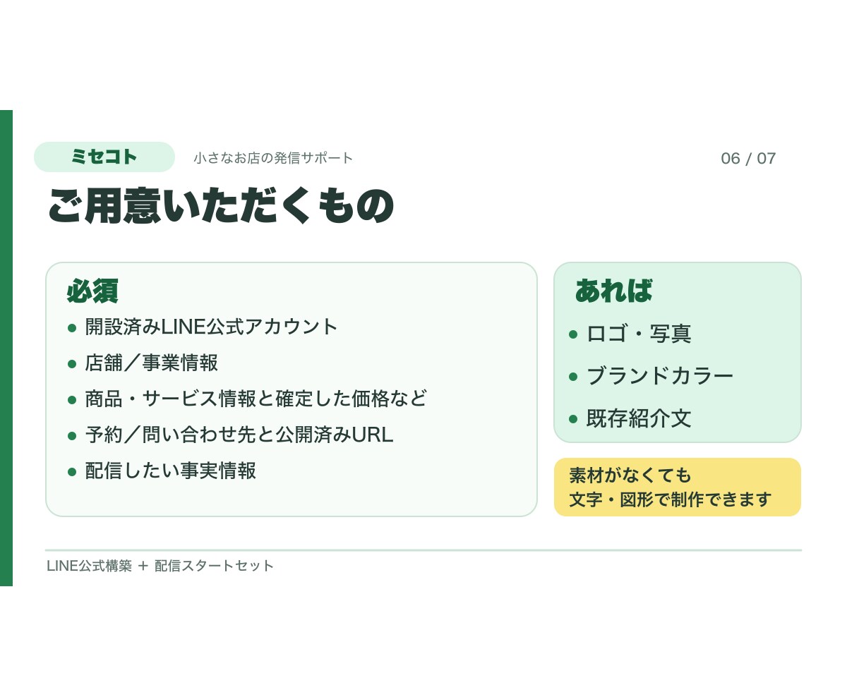 小さなお店のLINE公式を配信開始まで整えます 初期設定・リッチメニュー・配信文5通をまとめて準備 イメージ6