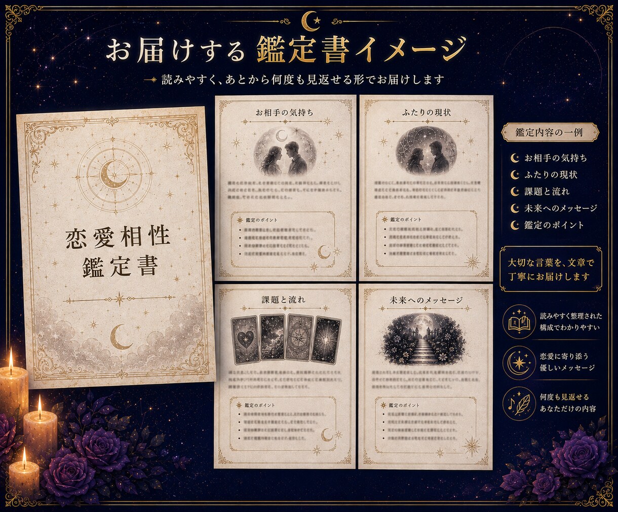 あの人の本音と二人の未来を深く読み解きます 言葉にならない気持ちと、この恋の行方をカードから。 イメージ3