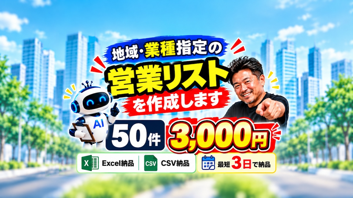地域・業種指定の営業リスト50件を作成します 会社名・電話番号・公式サイト・問い合わせ先付き！ イメージ1