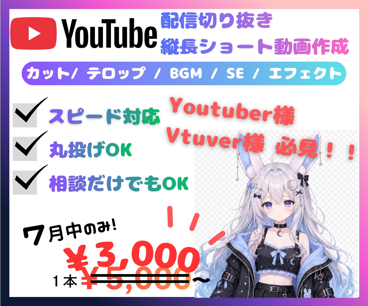 配信動画をテンポのよい動画に編集します 目を止めてもらえるショート動画、まるっと作ります イメージ1