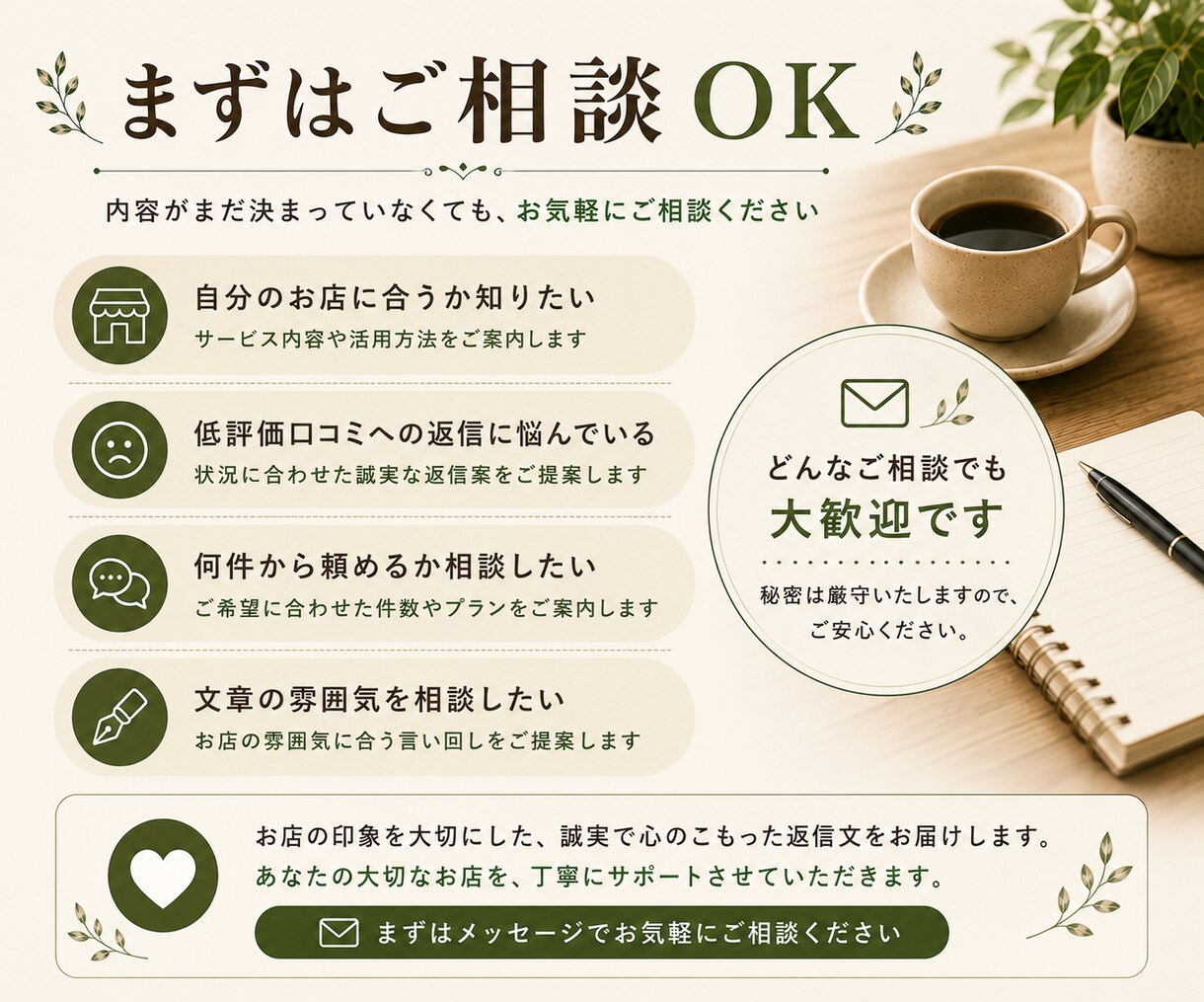 Google口コミへの返信文を10件作成します 高評価・低評価・星のみの口コミにも丁寧に対応 イメージ8