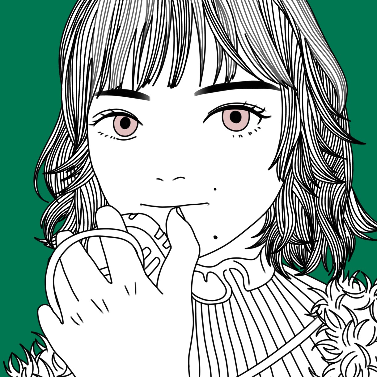 シンプルかつオシャレな似顔絵・アイコン描きます 背景とワンポイント以外白黒か色付きをお選びいただけます！ イメージ2