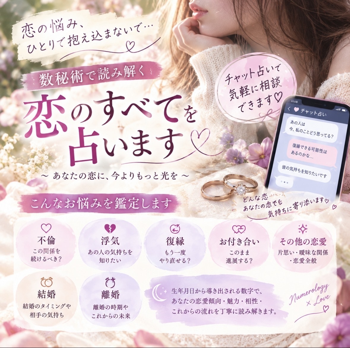 あの人の本音と二人の未来をチャットで占います 【数秘術で読み解く、あの人とあなたの恋愛】 イメージ3